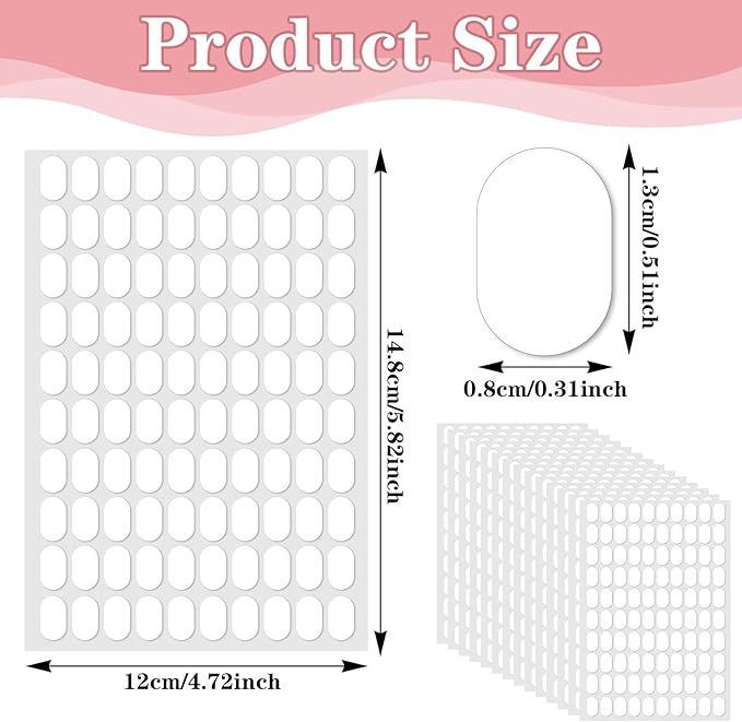 1200 Pcs False Tip Double Sided Adhesive Tapes for Nail Art Display, Clear Nails Adhesive Tabs, Press on Fingernail Stickers,Pre-Cut Strips for Nail Art Holder and Display Book