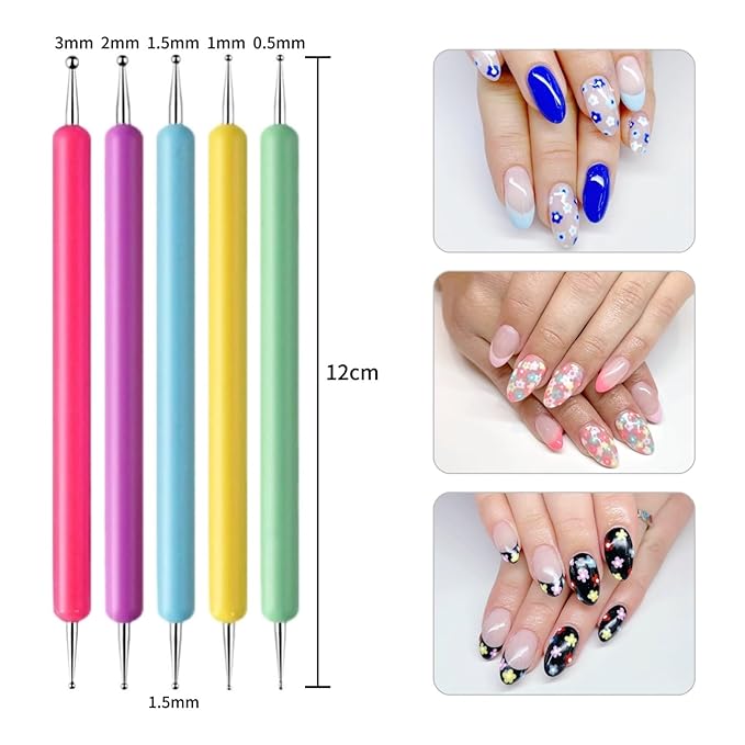 15 PCS Nail Dotting Tools Nail Art Tools Kit, Gel Polish Acrylic Nail Tools, Nail Design Tools Nail Dotting Pen for Nail Art