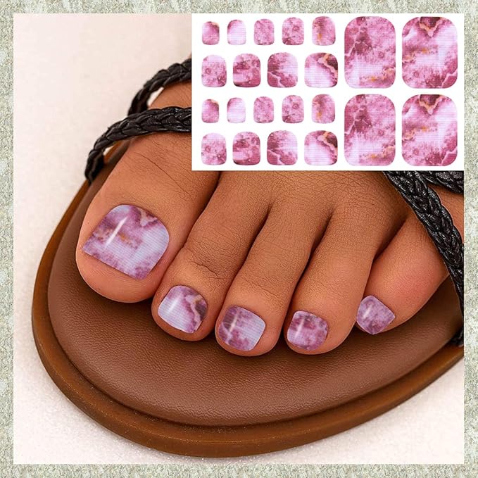 WOKOTO 20 Sheets Marble Toenail Stickers For Women, Gradient Toenail Nail Polish Strips Nails Kit With Nail File, Toe Nail Gel Polish Strips Stick On Nails Polish Stickers Full Nail Wraps For Toes