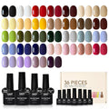GAOY 36 Pcs Gel Nail Polish Set, 32 Colors All Season Gel Polish Kit Red Pink Purple Green Blue with 4 Pcs Soak off Base Glossy Matte Top Coat & Builder for Nail Art DIY Manicure at Home
