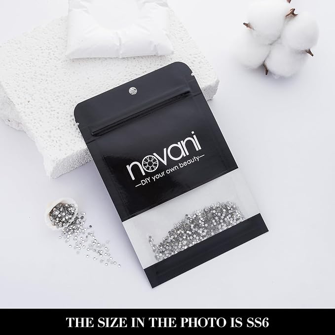 Novani 3000pcs Crystal Clear Rhinestones Flat Back Rhinestone Glass Diamonds Round Gems for Nail Art and Crafting Decorations,SS6,1.9-2.0mm