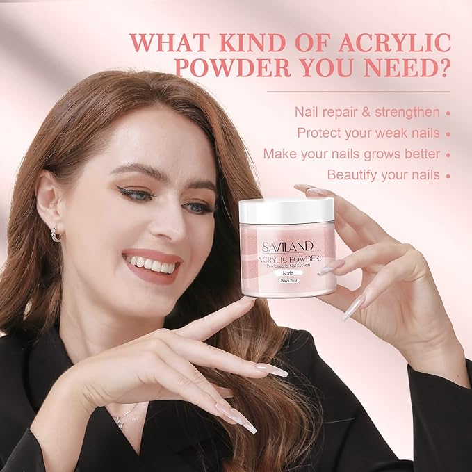 SAVILAND Nudes Acrylic Nail Powder ：5.29OZ Large Capacity Acrylic Powder for Salon Effect Acrylic Extension 3D Nail Carving French Manicure Long-Lasting No Nail Lamp Needed