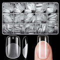 300pc Medium Round Square Gel Nail Tips Clear Fake Nail, Clear Press on Nails Medium Squoval Soft Gel Nail Tips Acrylic Nails Full Cover False Nail Artificial Fingernail for Nail Extension Press-ons