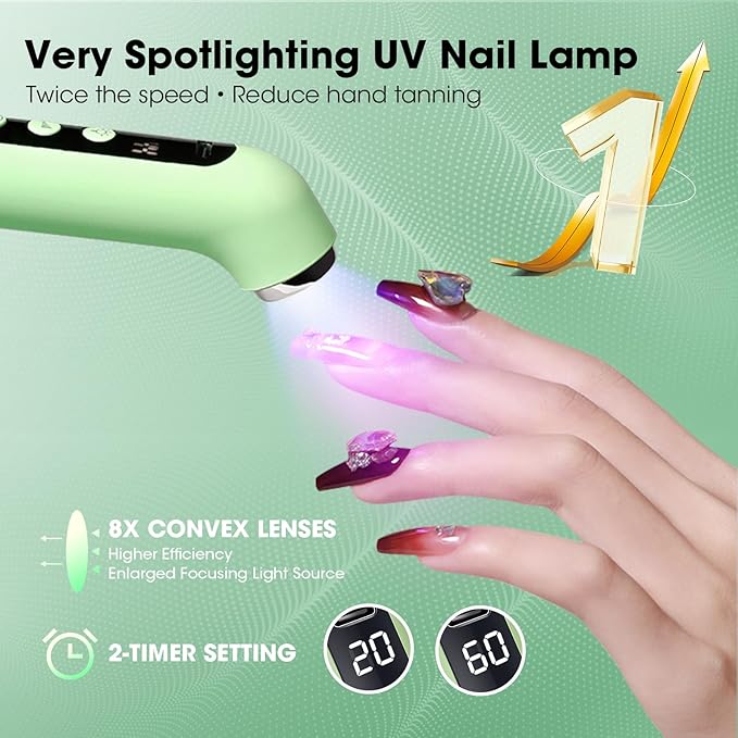 Nail Drill Cordless with Nail Lamp 2-in-1 Electric Nails Drill Kit, Wireless Electric E Filer for Nails All in One Nail File Drill Rechargeable with Small Light for Acrylic Gel Nails