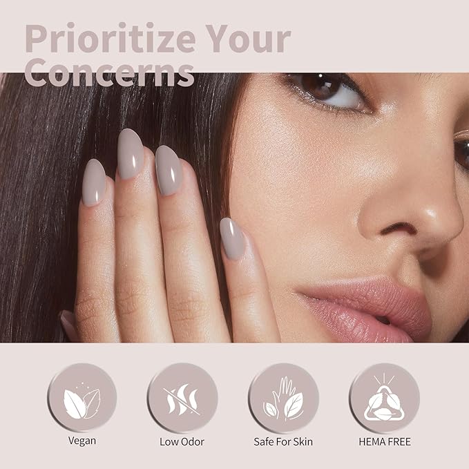 CANNI Nude Gel Nail Polish, 1Pcs Nude Light Brown Gel Polish Color Nail Polish High Gloss Soak Off U V Nail Manicure Salon DIY at Home