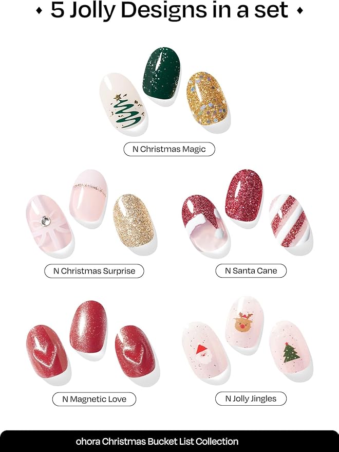 ohora Bundle Set (Christmas Bucket List Set (Limited Edition)) - Works with Any Nail Lamps, Salon-Quality, Long Lasting, Easy to Apply & Remove