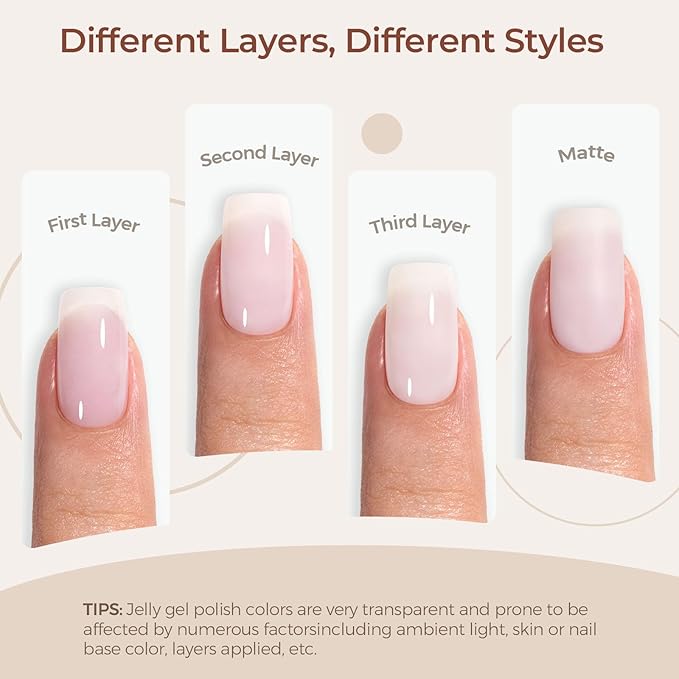 AILLSA Milky White Gel Nail Polish Natural Nude Jelly Gels Polish Light Color Translucent Nude Polish Sheer White Neutral Nails Soak Off U V Gel for French Manicure Nail Salon at Home 0.51 Fl Oz/GB07