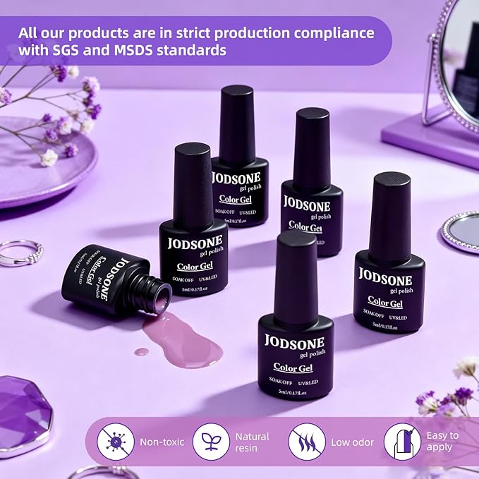 JODSONE 55 Colors Gel Nail Polish Kit with Base Top Matte Coat Soak Off Manicure Salon DIY at Home