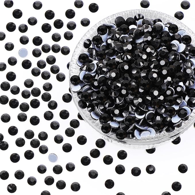NCB 14400pcs Hotfix Crystal Rhinestones for Clothes Crafts, Hot Fix Bulk Flatback Crystals, Iron on Hotfix for DIY Decoration 100 Gross (Black, ss6/14400pcs)