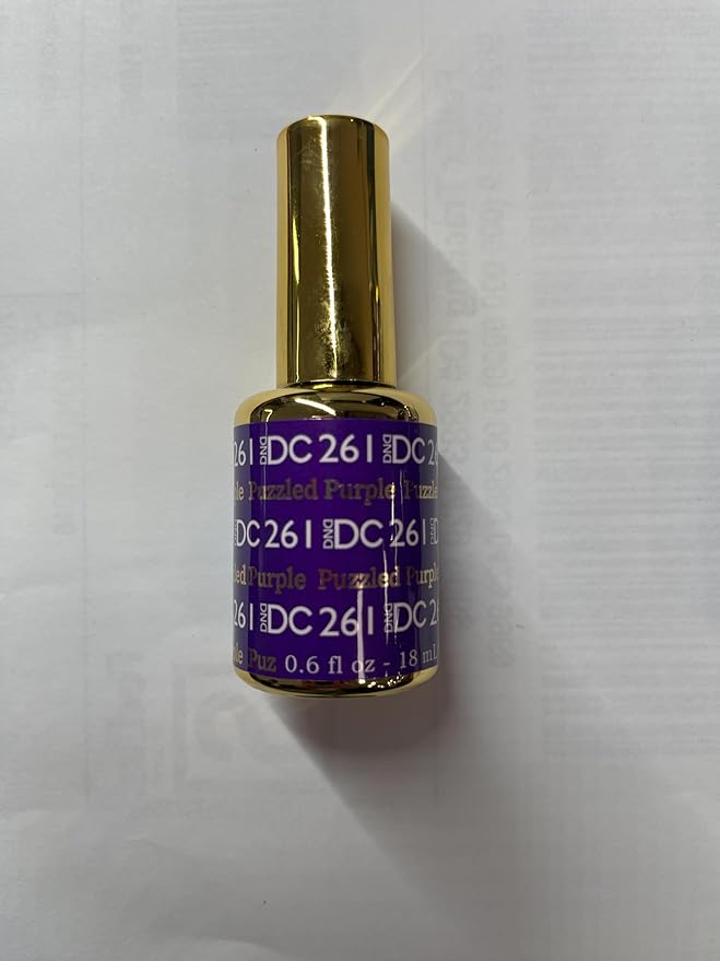 DND DC Gel Polish Set, Purple Collection, UV/LED Gel Polish and Air Dry Nail Lacquer, Matching Chip-Free Polish Duo, 261 Puzzled Purple, 0.5 Fl Oz