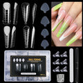 Poly Gel Nail Forms Set 288Pcs Polygel Nail Tips Silicone Sticker Dual Forms for Builder Gel Reusable Stiletto Coffin French Acrylic Nail Extension Molds with Accessories