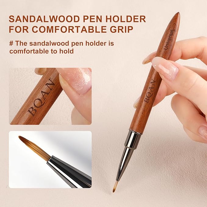 BQAN 1Pcs Nail Art Brushes Universal Nail Brush for Flower, Petal & Painting Design Gel Polish Nails Art Pen With Wooden Handle Salon DIY Tools at Home