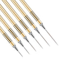 Metallic Nail Art Brushes 6 Pcs Non Slip Liner Brushes Set UV Gel Polish Painting Art Design Pen Silver Color Nail Tools for Long Lines Thin Details Fine Drawing Sizes 5/7/9/11/20/25mm (Gold)