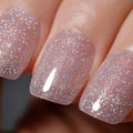 Glitter Gel Polish,0.5 Fl Oz Clear Silver Iridescent Glitter Gel Nail Polish Sparkle Shimmer Gel Glitter Nail Polish Summer Rainbow Soak off LED UV Gel Nail Polish for Art DIY Manicure