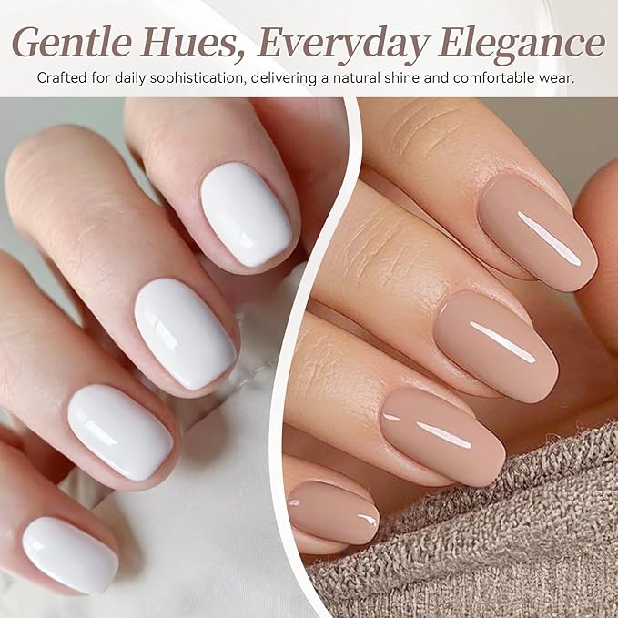 Born Pretty Nude Gray Pink Gel Nail Polish Set 6 Colors Cream Milky White Beige Gray Pink Neutral Gel Polish Soak off U v Gel Polish Kit for Salon Manicure and Nail Art DIY at Home