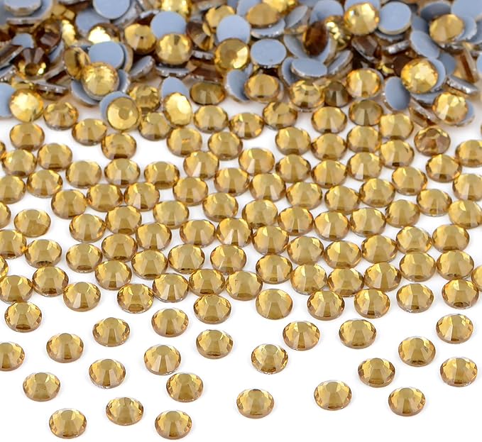 Bymitel Hotfix Crystal Rhinestones Round Gems Iron on DIY Jewelry Making Flat Back for Crafts,Lt. Topaz, 6.3mm(SS30/288pcs)