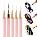 Nail Art Liner Brushes, 5Pcs Liner Brush For Nails, Painting Nail Art Brush Set Dotting Drawing Tool for Long Lines, Thin Details, UV Gel Polish Painting, Fine Drawing 7/9/11/15/25mm(Pink)