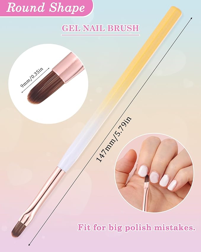 outopen 3Pcs Nail Art Clean Up Brushes, Oval/Flat/Angled Fine Nail Brushes Set Professional Nail Painting Brushes for Cleaning Polish Mistake and Nail Gel Application