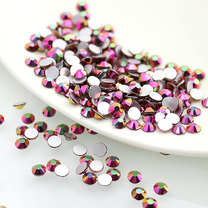 Dowarm 288 Pieces SS30 Flatback Rhinestones, 6.5MM Flatback Crystal Rhinestones for Craft, Nails, Dance Costumes, Non Hotfix (Metallic Rainbow AB)