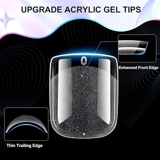 Extra Short Square Nail Tips - 12 Sizes 240 PCS Pre-Etched Soft Gel Nail Tips Half Matte Acrylic Full Cover Clear Pre Etched Nails for Nail Extension Manicure Home DIY Manicure Salon