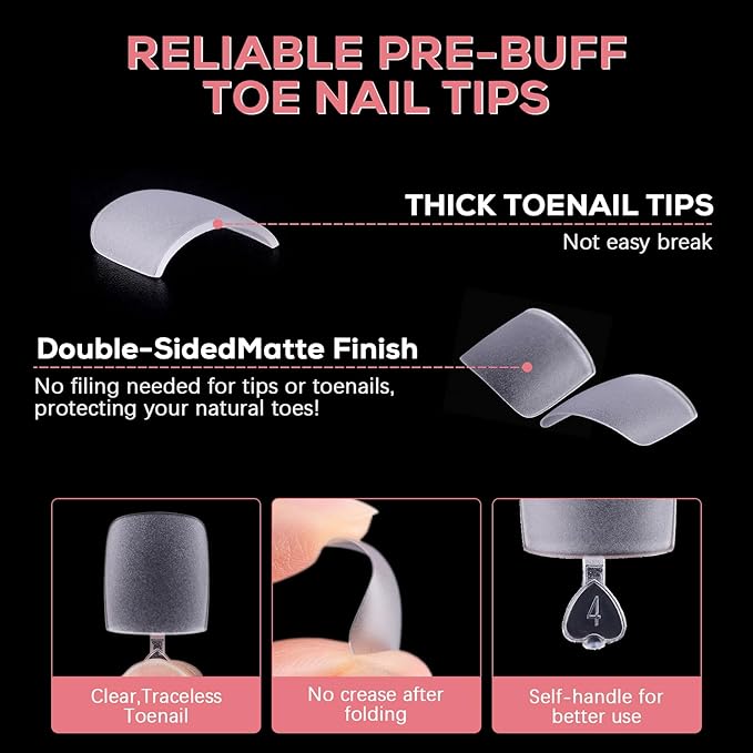 Square Toe Nail Tips Long: Sweet Trend Full Cover Toenail Tips Soft Gel - 600Pcs 15Sizes Pre-etched Matte Press on Nail Extension Kit - Glue & Remover Slanted Clipper Set for Home Salon DIY Soak Off