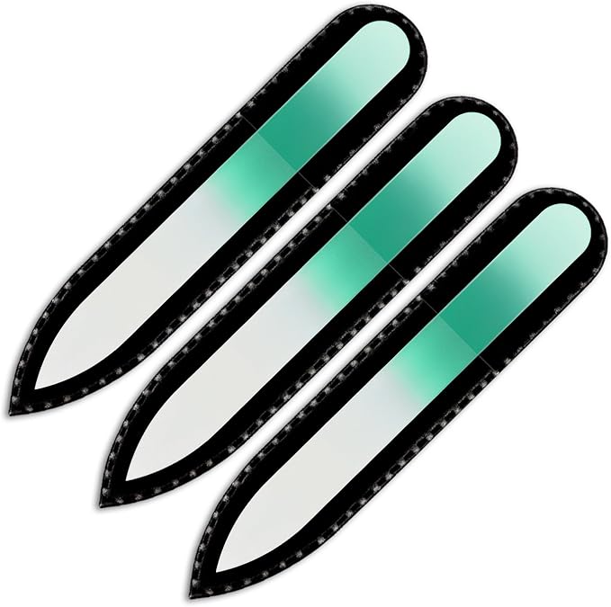 Mont Bleu Rainbow Crystal Nail File in Black Pouch - Small - Purse Size - Czech Tempered Glass - Handmade in Czech Republic - Best Nail File for Women