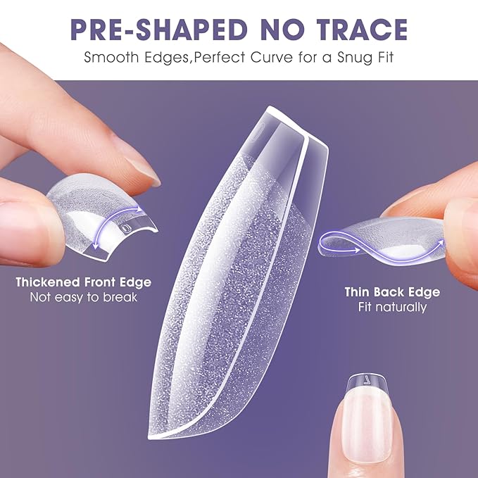 Extra Short Coffin Nail Tips:240PCS Soft False Nail Gel Tips Full Cover Acrylic Clear Fake Press On Nails for Extensions Women Manicure DIY 12 Sizes