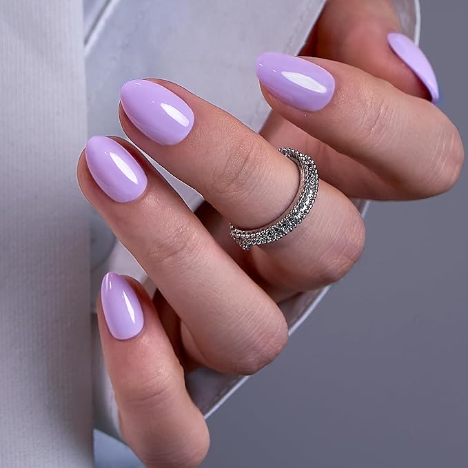 CurvLife Soft Gel Alomond Press On Nails, Long-Lasting Reusable Fake Nails Kit with Glue & Tabs, 30pcs Salon-Quality Stick On Nails for Women At-Home Manicure (Misty Bloom)