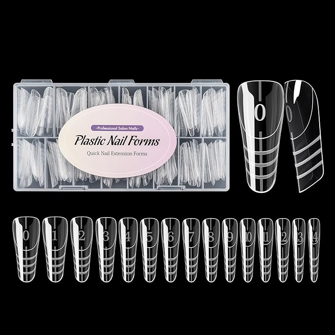 NMKL38 150PCS Dual Nail Forms 15 Sizes Extension Poly Nail Gel Full Cover Nail Molds With Scale Nail Art Design