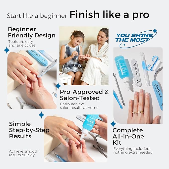 Complete Cuticle Remover Kit – Fast & Gentle Professional Cuticle Care Set w/Remover Gel & Oil Pen, Cuticle Nipper, 2 Pushers, Nail Brush, File & Buffer for Manicure Pedicure, DIY