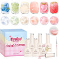 Beetles Builder Gel Nail Kit,Juicy Tint 6 Colors Jelly Pink Nude Builder Gels Apex Thickening Extension Strengthen Weak Nails for Beginners DIY Salon,Spring Nails at Home,UV & LED Lamp Needed