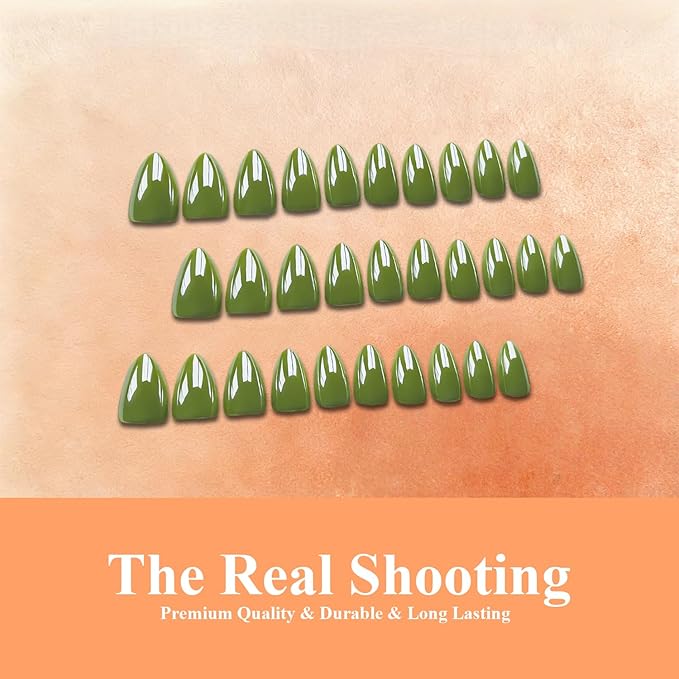 Chrome Sage Green Press on Nails Short Almond, Glazed Cute Fake Nails with Sparkle Mirror Design, Shiny Glitter Glue on Nails Stiletto, Gel Nail Press ons with Glue for Fingernail 30 Pcs