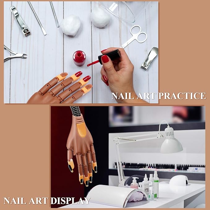 Blulu 400 Pieces Replacement Refill Nail Tips False Fake for Flexible Nail Training Hand Practice Display Manicure Supply DIY (Brown)