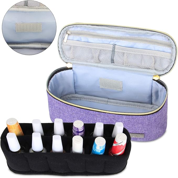 LUXJA Nail Polish Organizer - Holds 12 Bottles (15ml - 0.5 fl.oz), Nail Polish Case for Polish and Small Tools, Purple