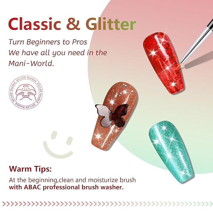 ABAC 24 Colors Christmas Nail Art Gel,Sponge Pat Paint for Ombre Blush Blooming Aura,No Wipe UV/LED Curing Gel for Floral Painting DIY