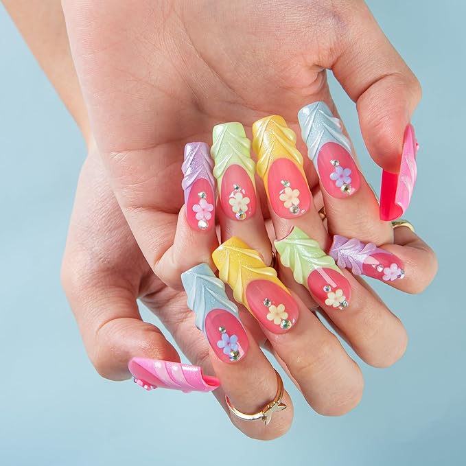 LOVFUL Short French Tip Press on Nails Glazed and Unbothered | Handmade Acrylic Press ons | Reusable Fake False Nails | Square Classic Regular 1.3in | H609-M