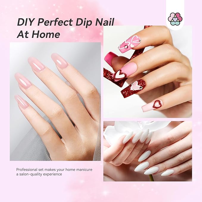 SAVILAND Dip Powder Liquid Set: 4 Pcs Nail Dip Liquid Set with HEMA-free Base Activator Top Coat and Brush Saver 15 ml/0.5 Fl.oz Dipping System Essentials No Curing Home Use DIY Salon Art