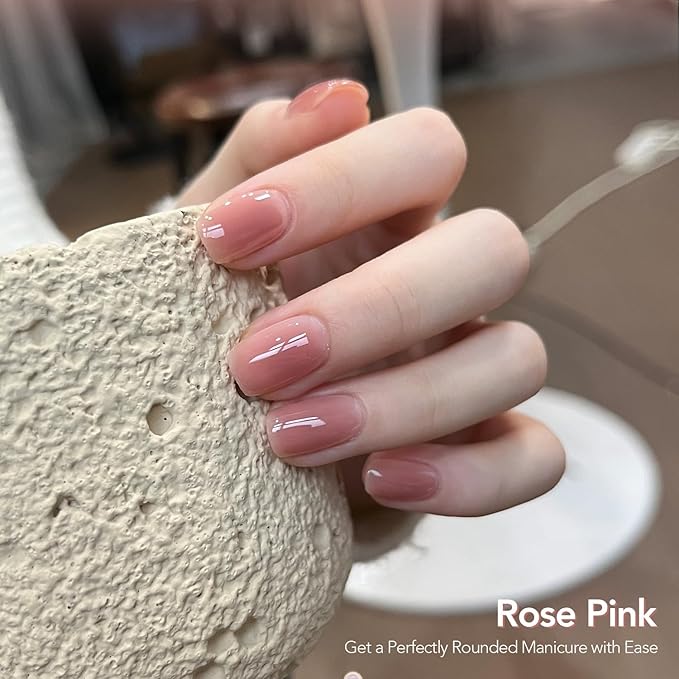 GAOY Colored Builder Base 30g with a Brush, 4-in-1 Long Lasting Nail Builder Gel Nude Pink Natural Jelly, Soak Off UV Light Cure Nail Strengthening, Rose Pink