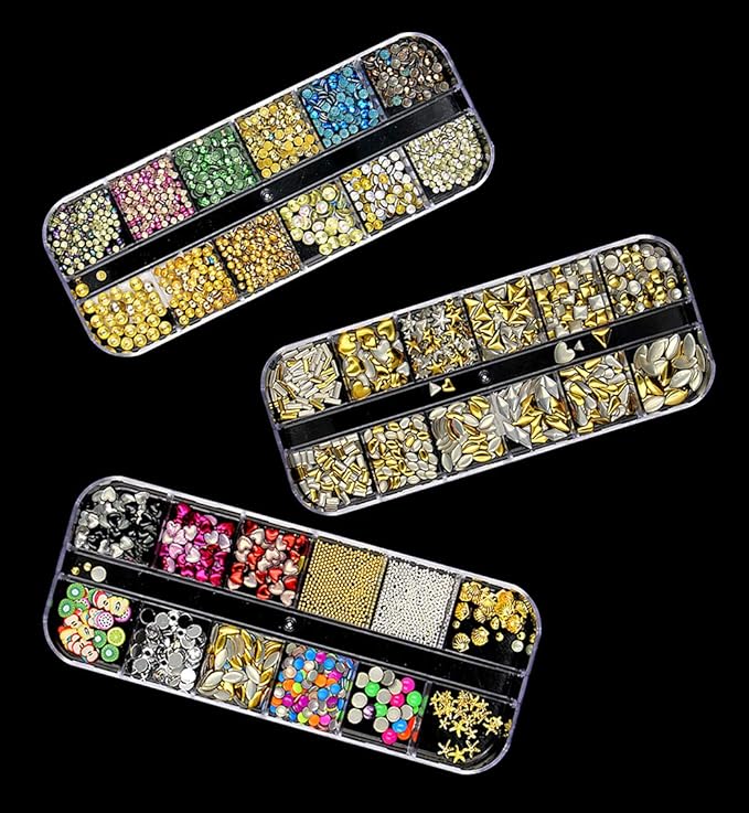 3000 Pieces(5 Boxes) Nail Art Rhinestone Set Nail Ornaments Style 3