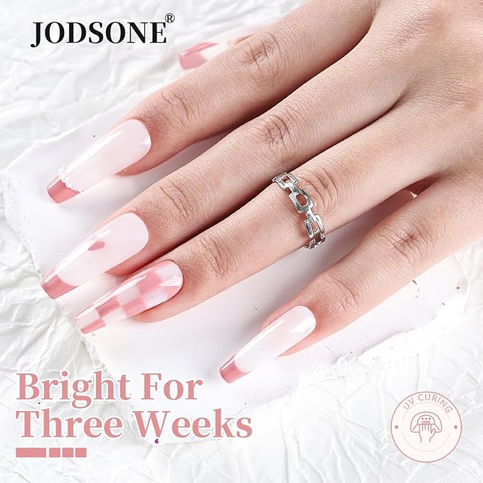 JODSONE Nude Pink Swirl Nail Art Liner Gel Polish,10ml Classic Color 3D Nail Art Pens Effect Nail Print Design with Thin Brush for French Tips Manicure Painting DIY at Home - LB05