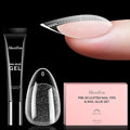 MelodySusie Short Almond Gel Nail Tips Kit-300Pcs Pre-Building Apex Fake Nail Tips 20g Solid Nail Glue Gel,Half Matte Full Cover Clear Acrylic Nail,15Sizes Thick Strong Long Lasting for Home DIY&Salon