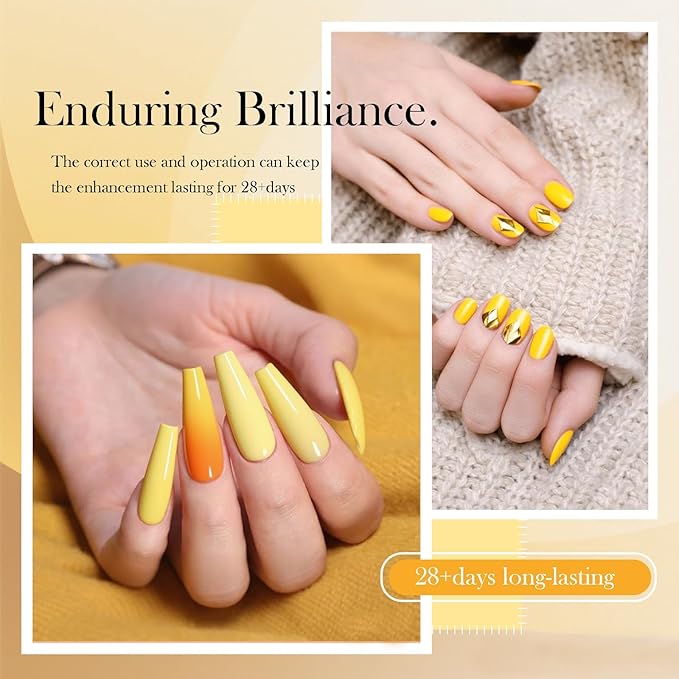 6pcs 15ml Hema Free Tpo Free Yellow Gel Nail Polish Soak Off UV/LED Gel Polish Set Yellow Nail Art Set for Women, Professional Salon DIY Manicure Kit with High Pigment & Long Lasting Effect D