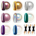 Beetles Chrome Nail Powder 8 Colors Mirror Effect Gold Silver Holographic Aurora Iridescent Pearl Manicure Nail Art Decoration Glitter Crome Nail Powder for Nails 1g/Jar Gift for Women