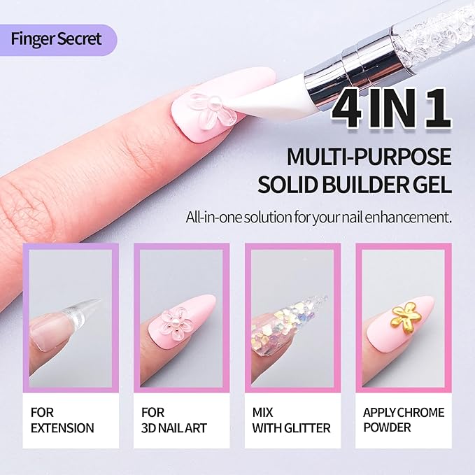 3D Gel Nail Art Kit-Purple Aurora Solid Builder Gel for Nails 3D Sculpting Carving Building Modeling Hard Extension for Beginner DIY Salon at Home Cured Needed