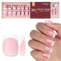 Beetles Pre-French Tips Gel Nail Tips - Pink Short Square Press On Nails,15 Sizes 150 Pcs 4 in 1 Nails Tip