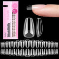 Beetles Gel Nail Tips Flat-X - Coffin Short, 160pcs 16 Sizes, Pre-Etched Half Matte Full Cover Soft Acrylic False Nail Tips Clear Press on Easy DIY Extension Salon for Flat & Natural Nail Beds