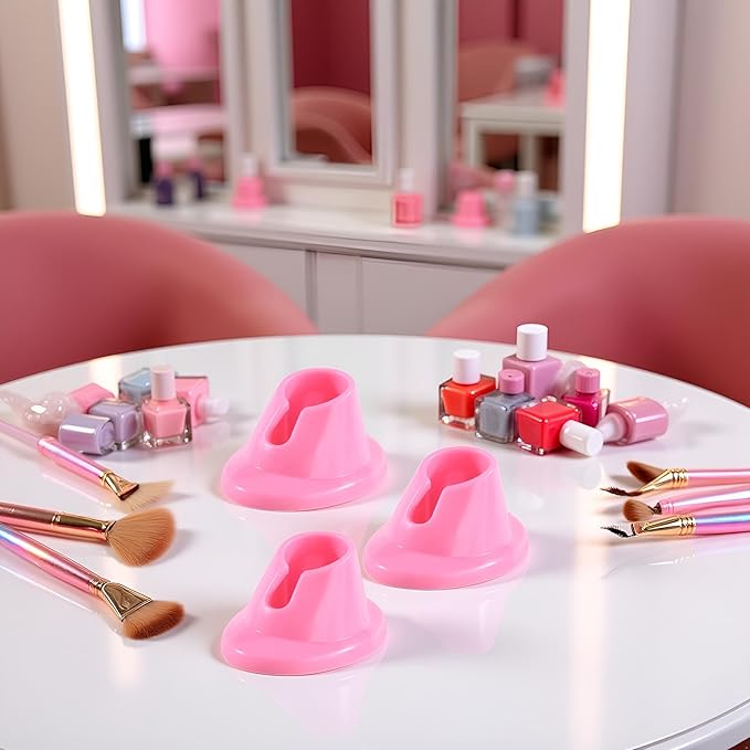 3Pcs Pink Soft Rubber Nail Polish Bottle Holder Stand Anti-Spill Nail Art Organizer Display Manicure Tools for Nail Art Salon Cosmetic Display Cases