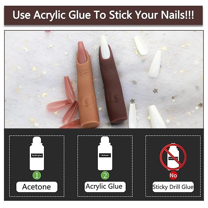 Silicone Fake Finger to Practice Fake Nails, Soft Silicone Practice Fingers for Acrylic Nails, Bendable Fake Training Finger Flexible Nail Practice Fingers for DIY Nails(Color 6)