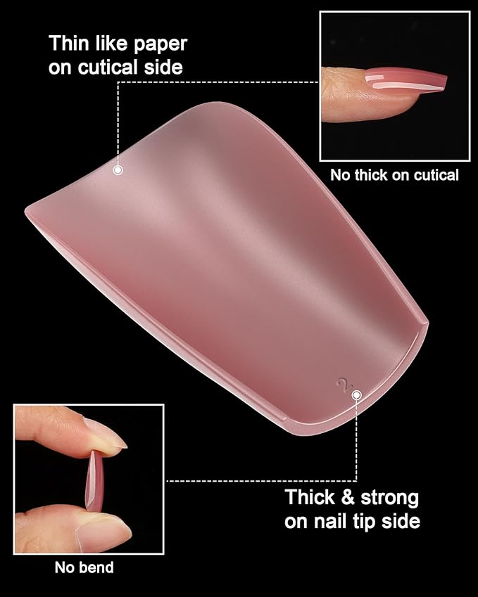 16 Sizes Coffin Press on Nails Reusable 32pcs Glossy Gel Fake Nails with Glue and Jelly Stickers (Dusty Rose)