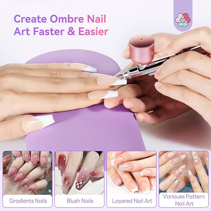 SAVILAND Advanced Airbrush Gun: Zero Downtime Flawless Design Airbrush Kit Portable Airbrush Accessories 0.3mm Needles Nail AirBrush Machine for Painting Cake Decorating Barber Model Makeup Nail Art